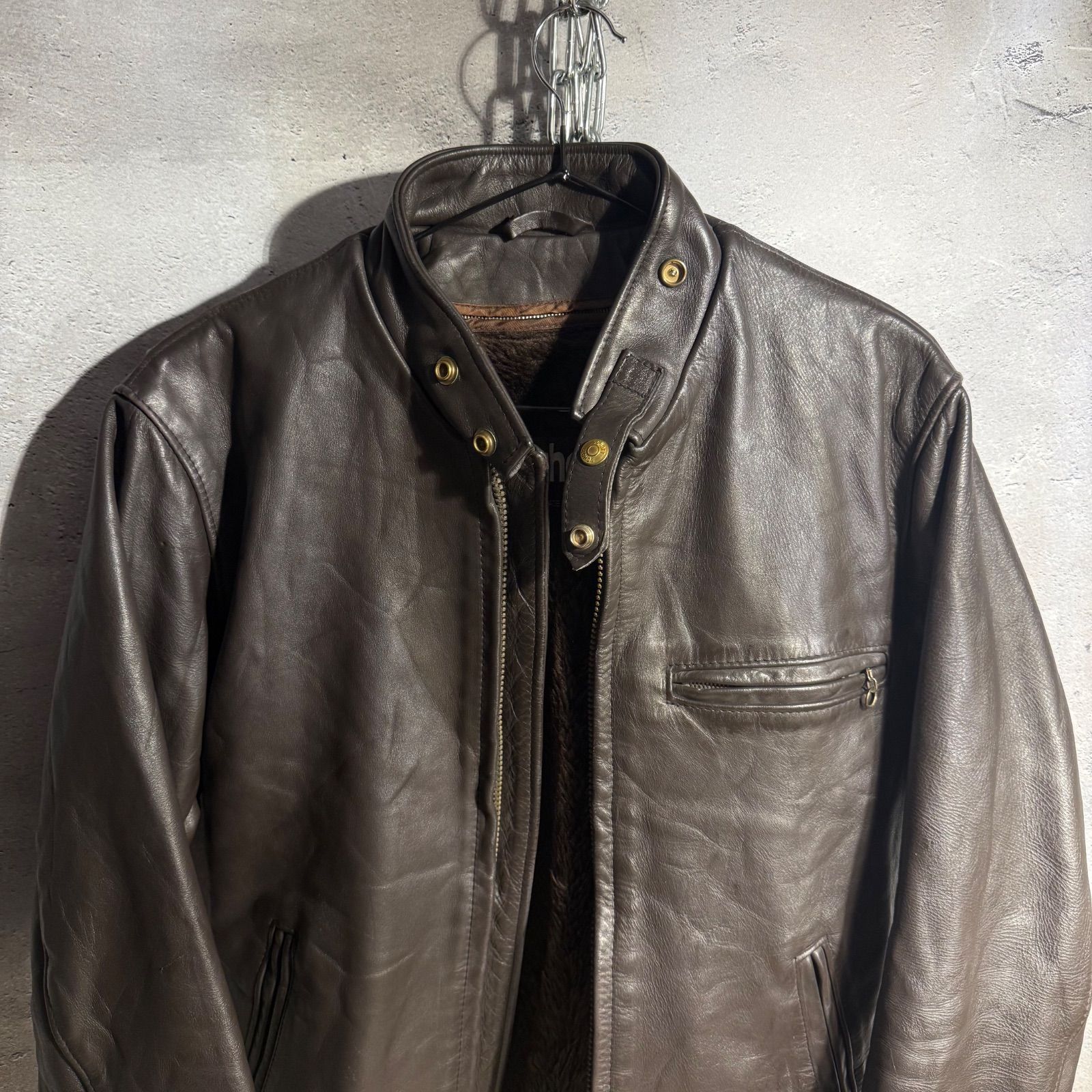 Schott ダークブラウン レザー ジャケット USA製38 Schott レザージャケット 36 ダークブラウン USA製 本革 - メルカリ