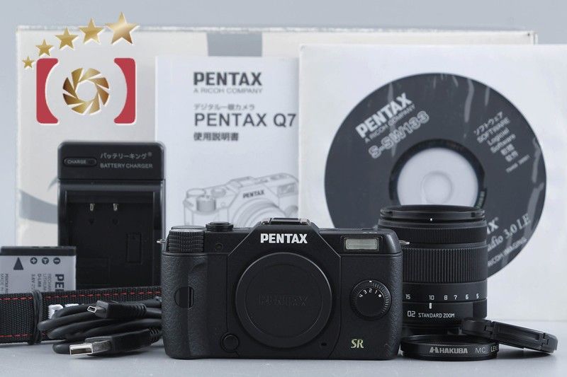 PENTAX Q7 02スタンダードズーム（希少黒）純正革ケース付属 中古美品 PENTAX Q7 02スタンダードズーム（希少黒）レンズキット 純正革ケース付属