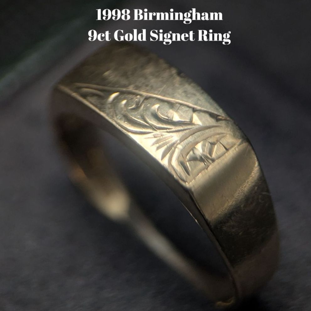 1998年 イギリス製 英国 バーミンガム D&W 9金ゴールド シグネット