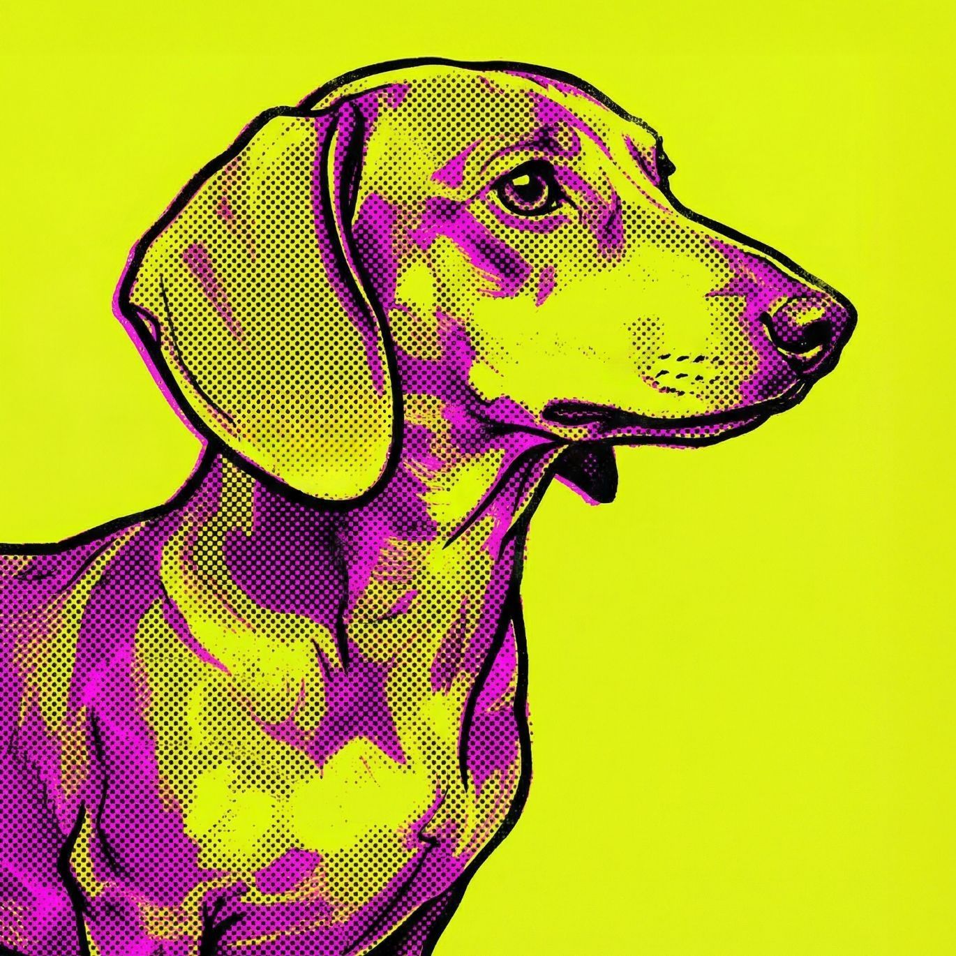 POP ART DOG - ダックスフンド犬 No.3】ジークレー版画＊名入れOK