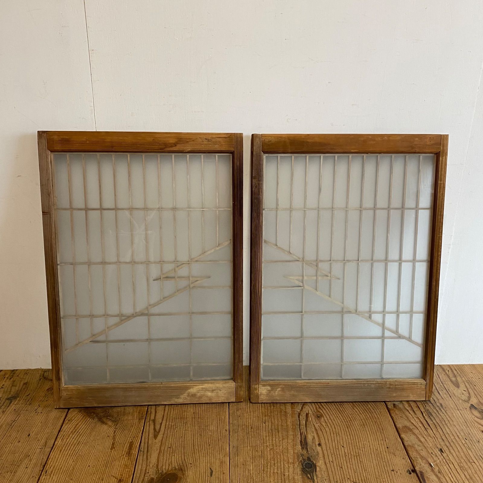 アンティーク 組子 書院 ガラス戸 引き戸 2枚セット 建具 古民家 古