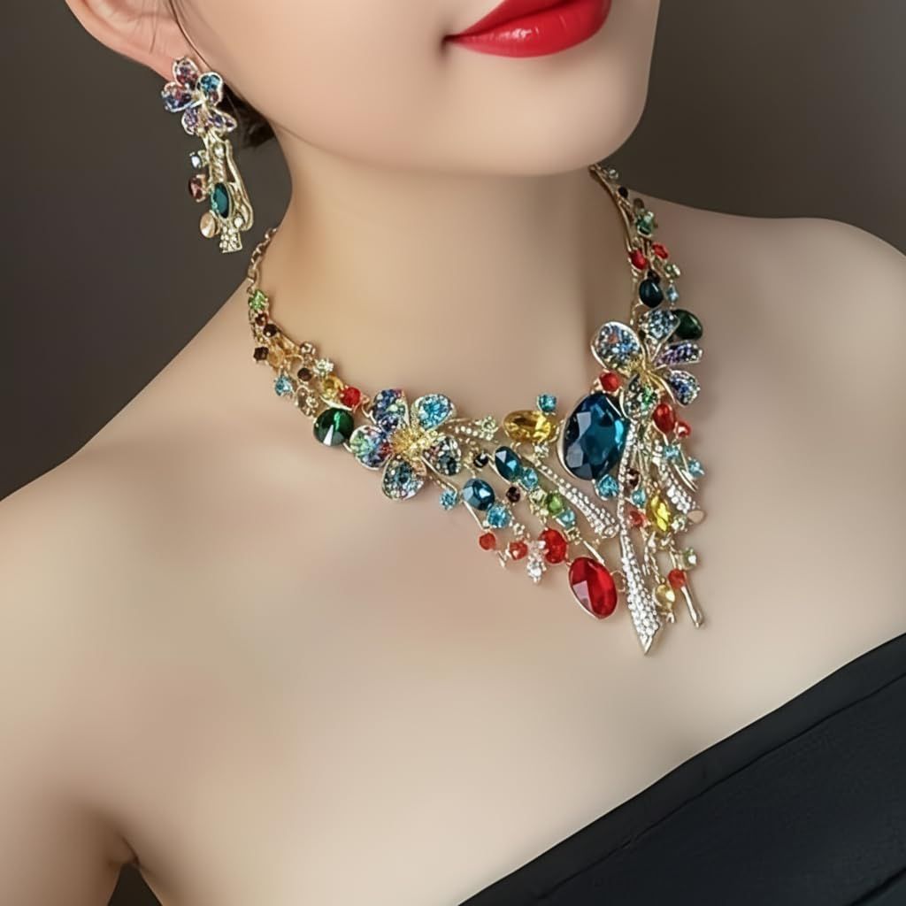 KK Solis] オーキッド 蘭モチーフ ピアス＆ネックレスセット 