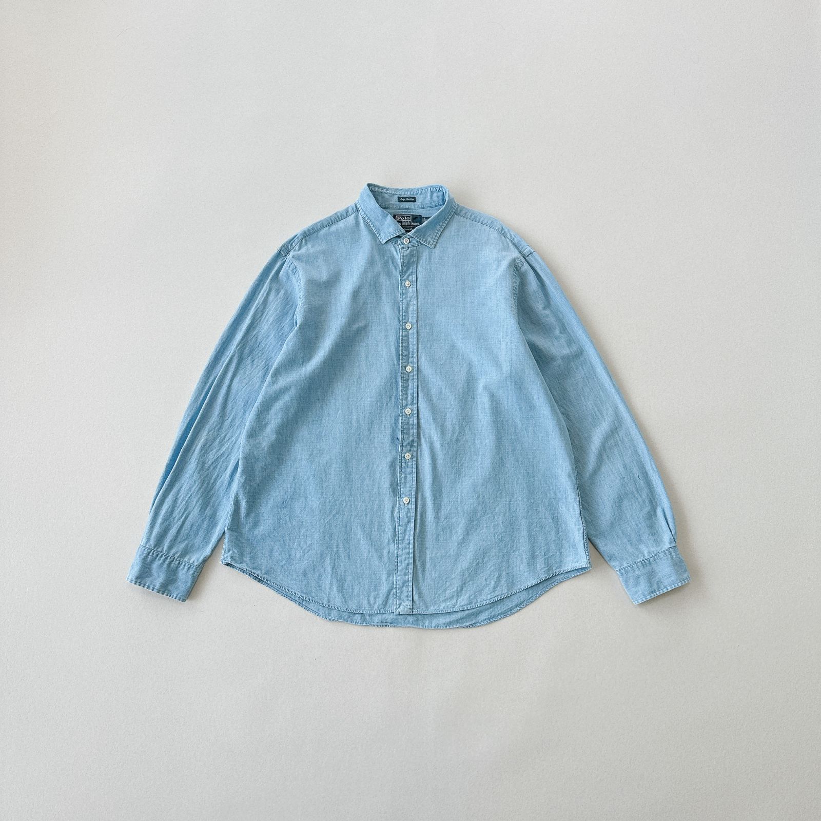 90s Polo Ralph Lauren シャンブレーシャツ ライトブルー XXL 90