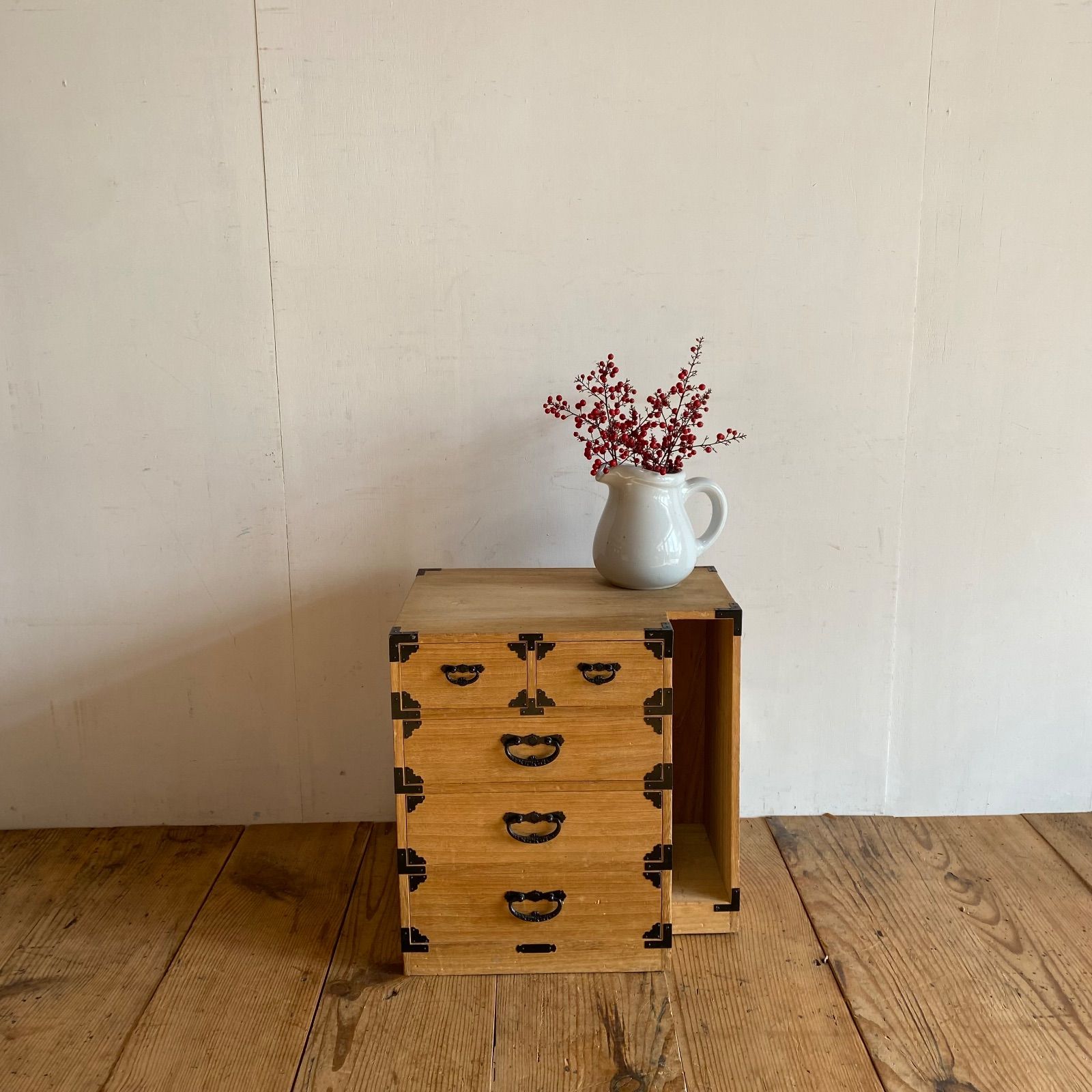 アンティーク 桐箪笥 小箪笥 サイドオープン 古家具 収納棚 y427