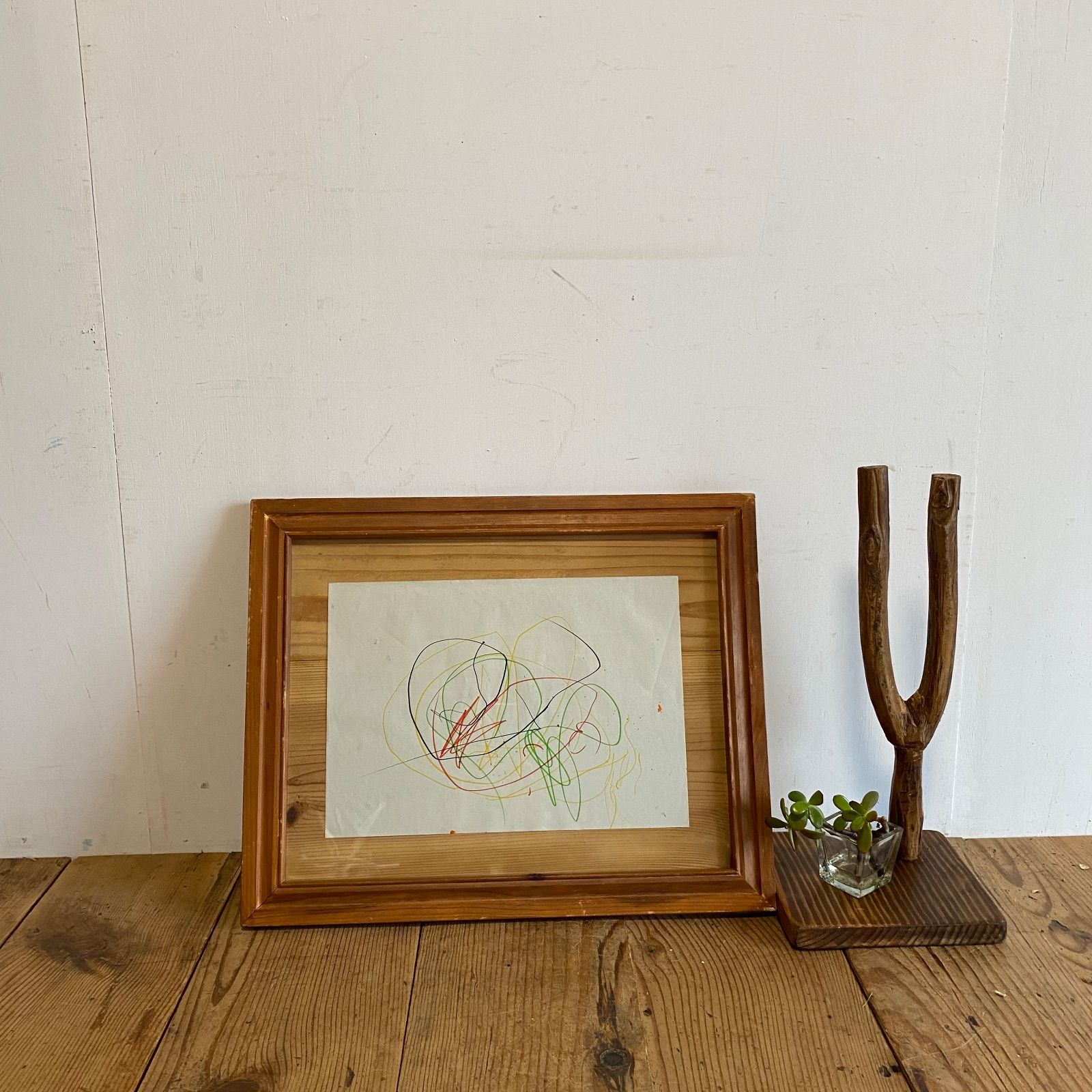 アンティーク 木製 額縁 フレーム 無垢材 古道具 ナチュラル アート