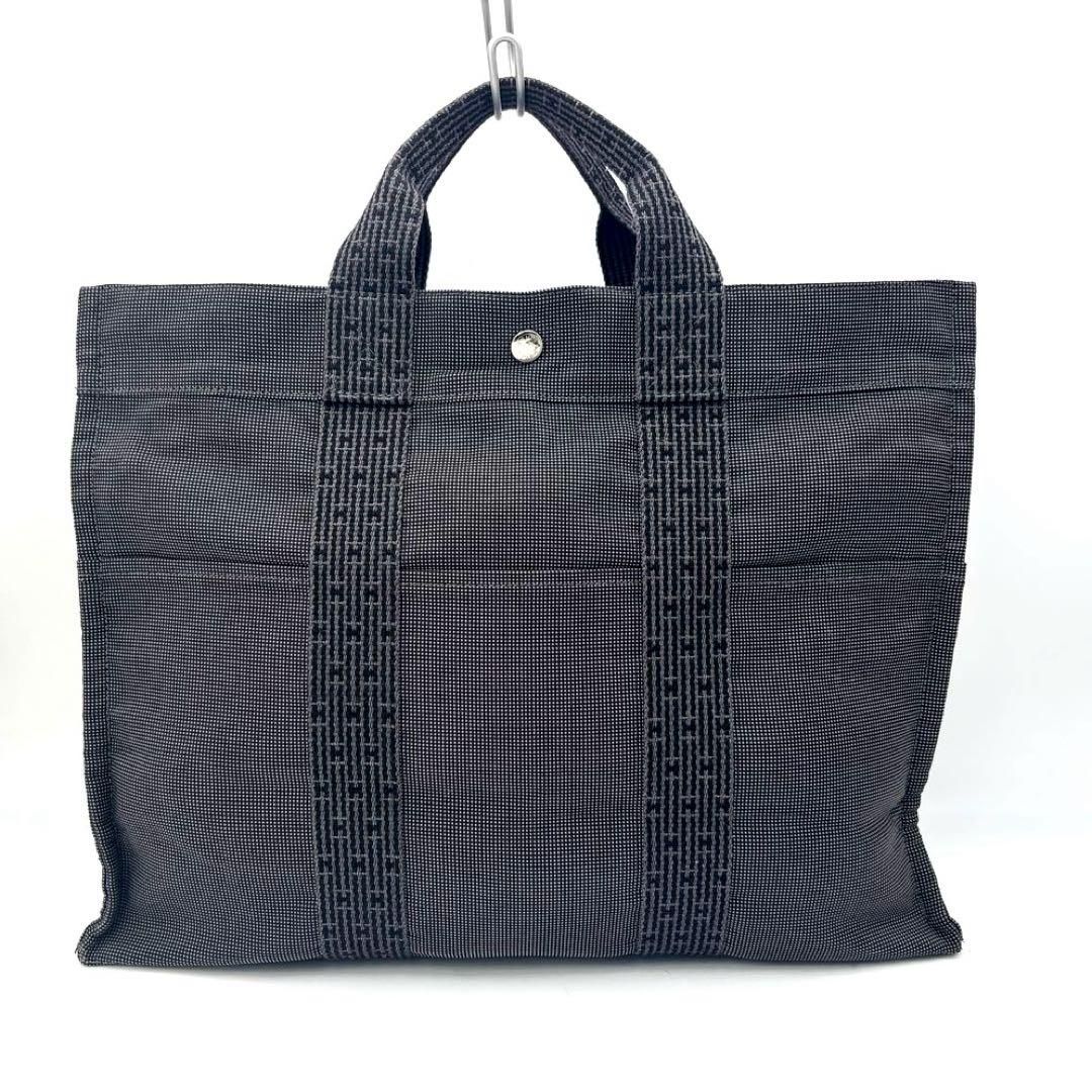 エルメス エールライン MM トートバッグ グレー系 鞄 カバン カデナ(鍵