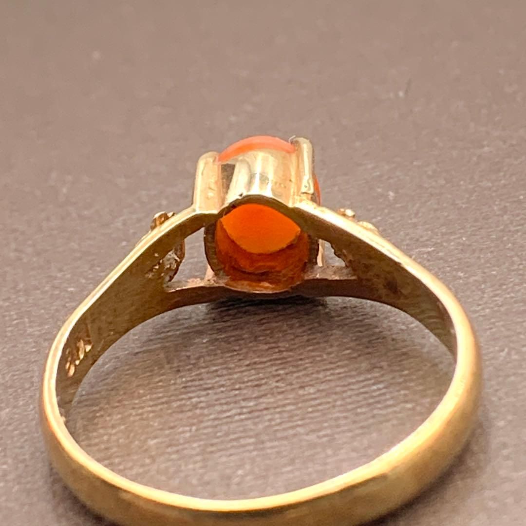K18 珊瑚リング ゴールド 2.1g 9号 K18刻印あり レディースリング
