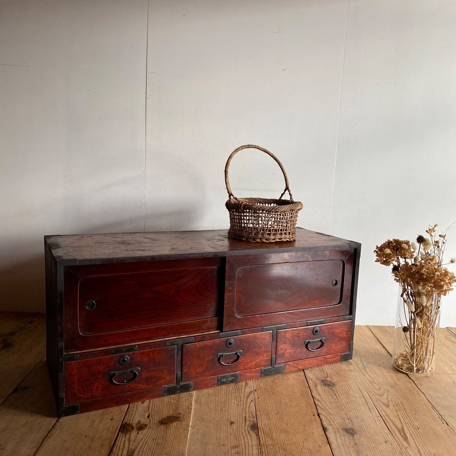 アンティーク 古家具 ローボード 和箪笥 引き出し収納 テレビ台 無垢材