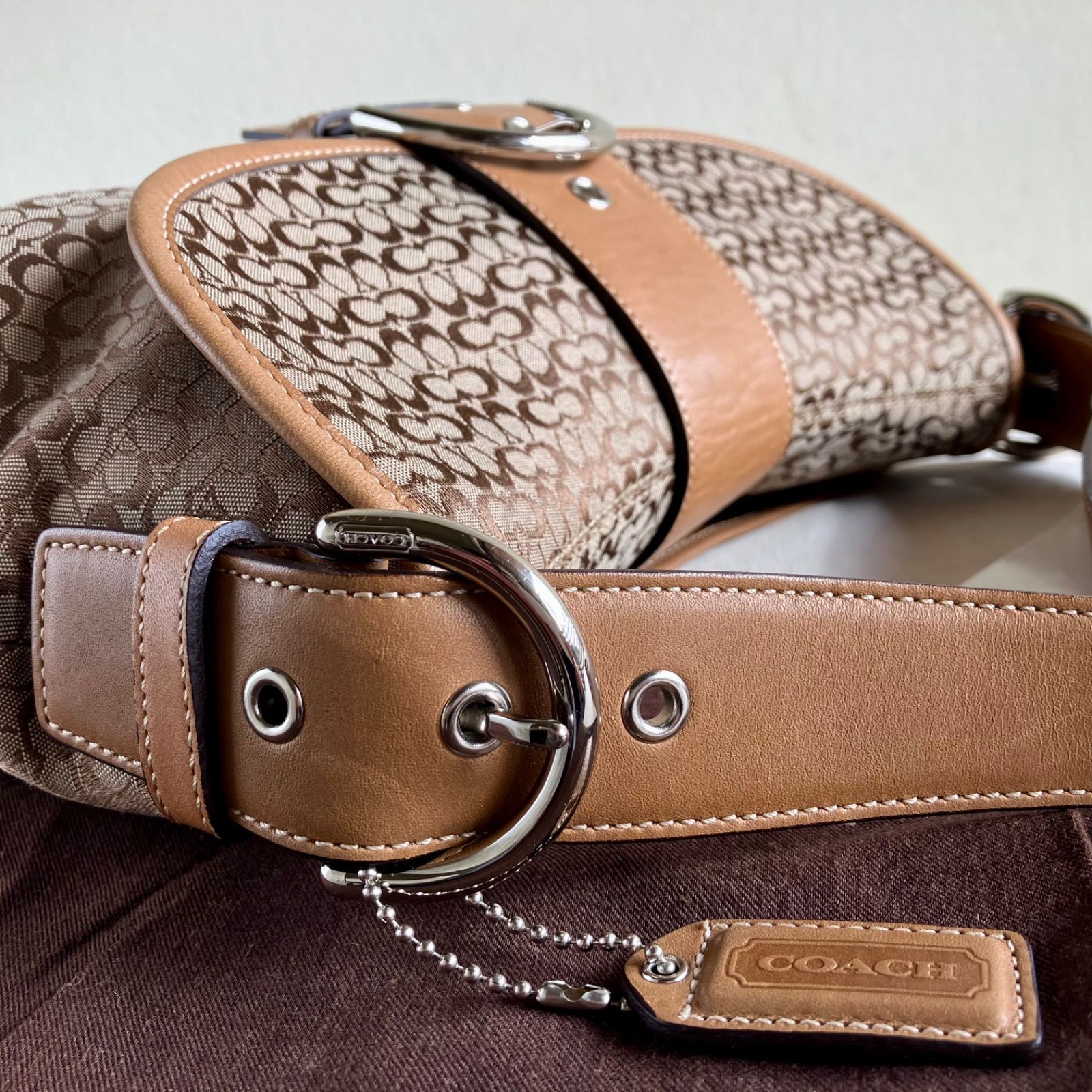 バッグ Coach soho shoulder bag Signature y2k Coach Vintage y2k Signature Medium Soho Flap Shoulder bag Brown