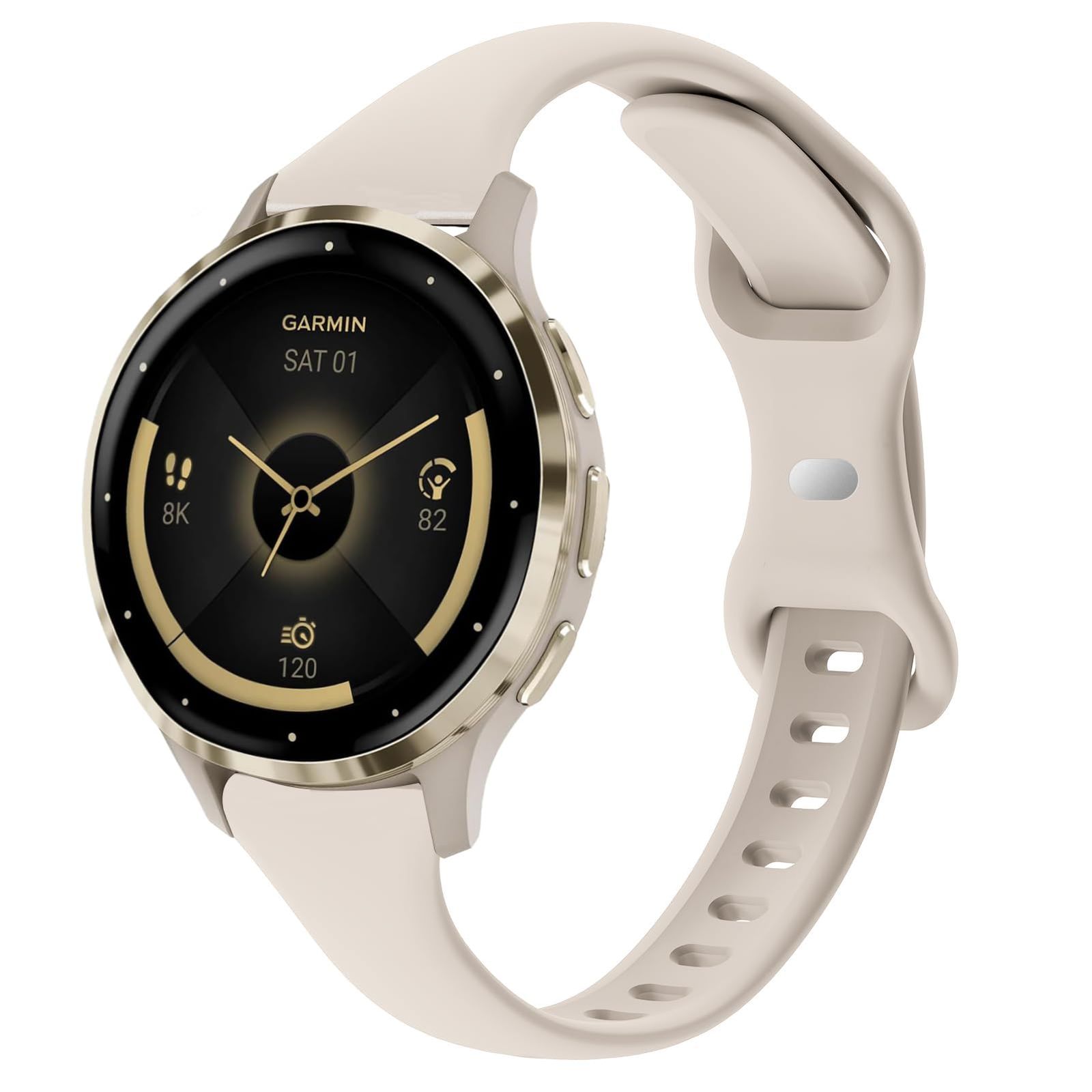 TUCOMO 18mm スリムシリコン腕時計バンド Garmin Venu 3S / Venu 4 41mm/ Vivoactive 4S / Venu 2S / Vivomove 3S/Forerunner 255s/ [スターライト(Starlight)]