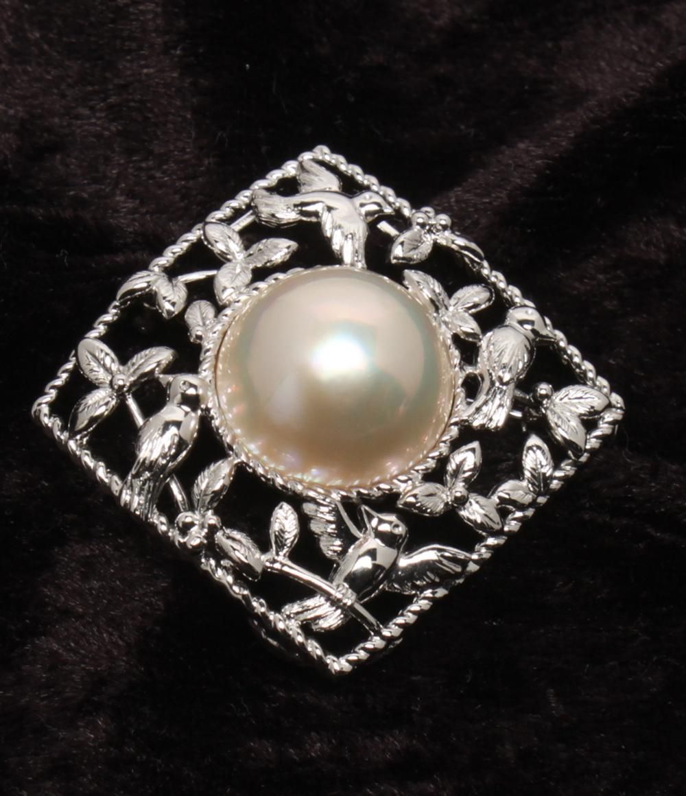 美品 タサキ ブローチ ペンダントトップ SV マベパール 16.6mm トリ