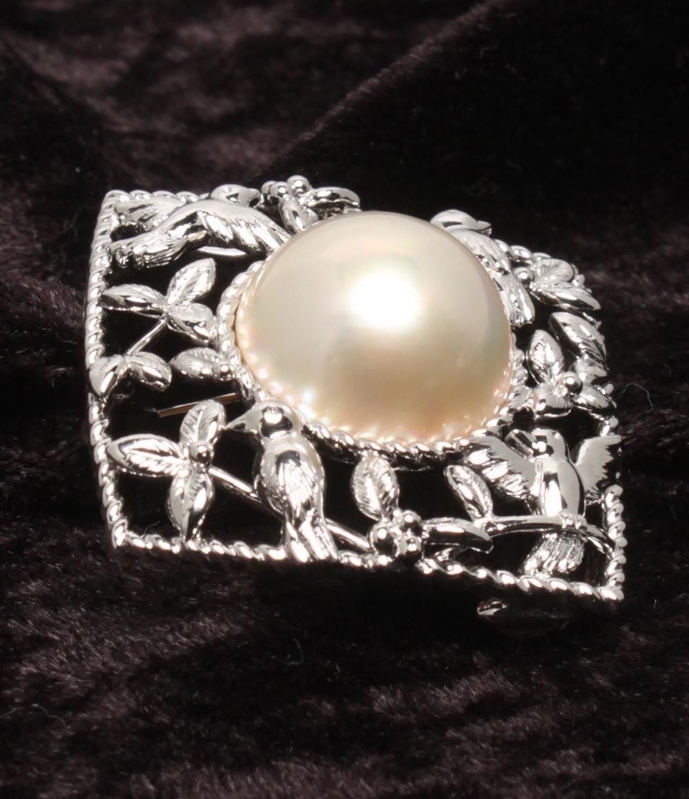 美品 タサキ ブローチ ペンダントトップ SV マベパール 16.6mm トリ