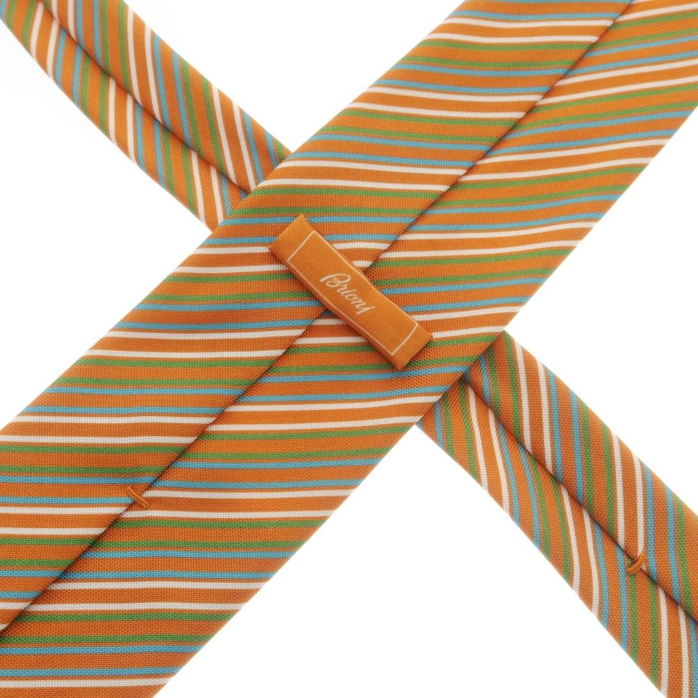 【新品未使用】ブリオーニ　ネクタイ　ストライプ　シルク 中古】ブリオーニ Brioni シルク プリント ストライプ柄ネクタイ