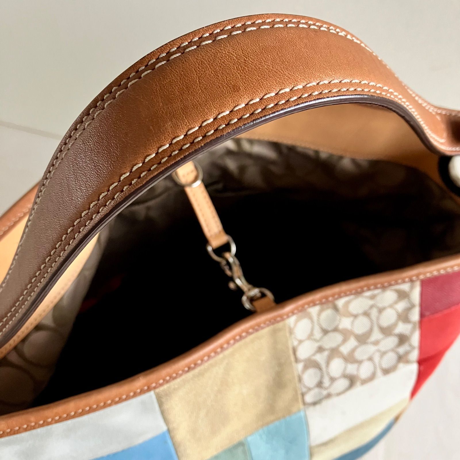 Rare Coach Vintage Multicolor Suede Patchwork Leather Hobo