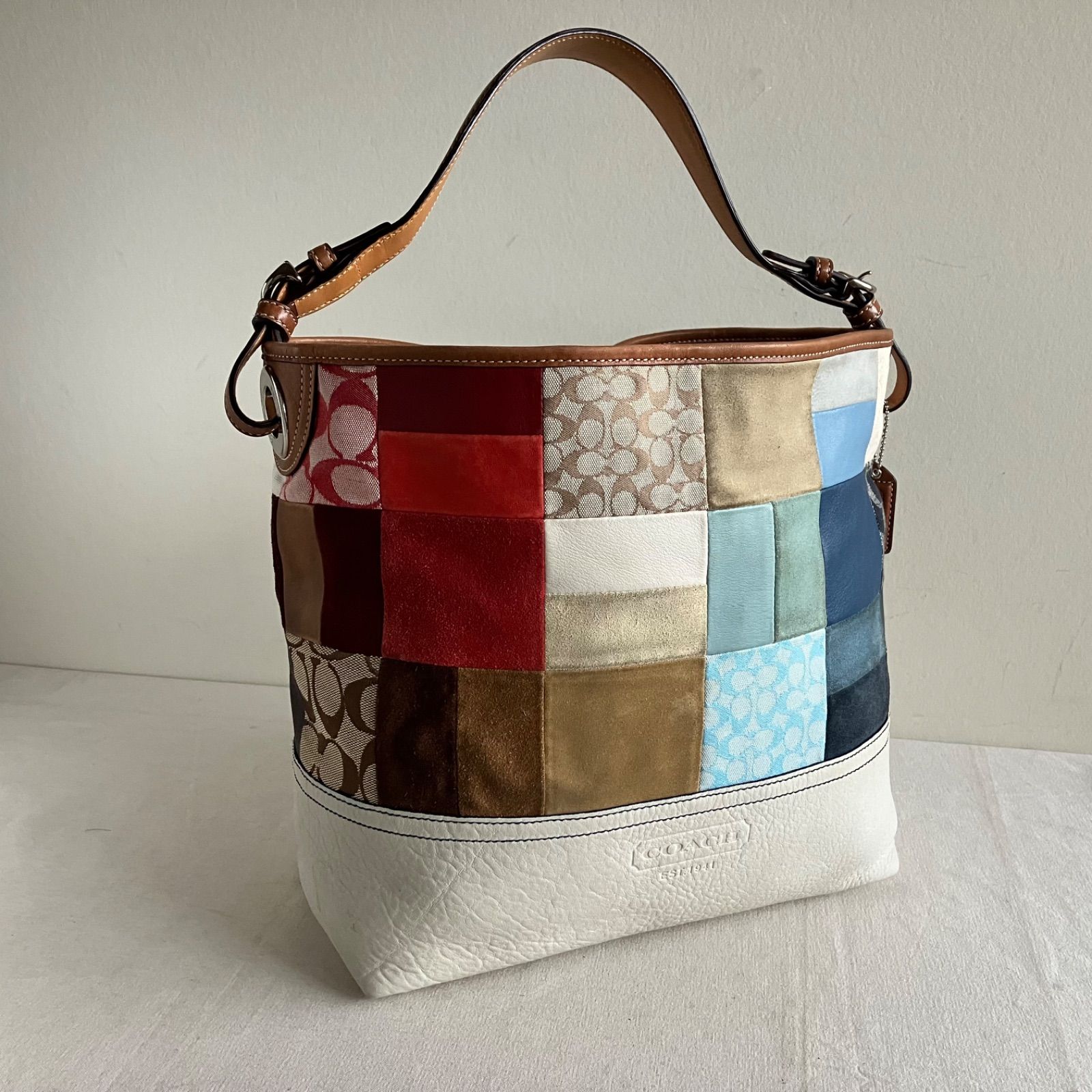 Rare Coach Vintage Multicolor Suede Patchwork Leather Hobo