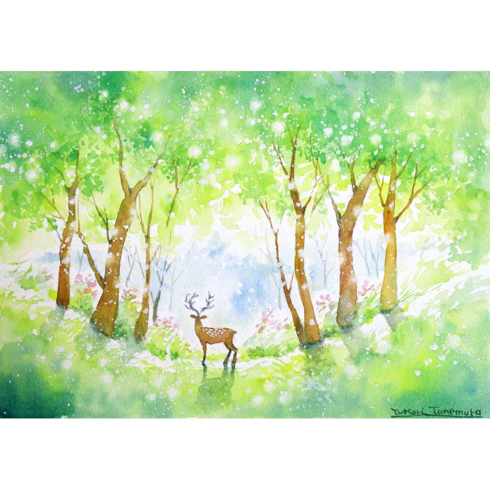 やなせたかし　原画　水彩画　メルカリ便にて発送致します 原画）鮮緑の痕跡【SMサイズ／水彩画／#2940】 - メルカリ