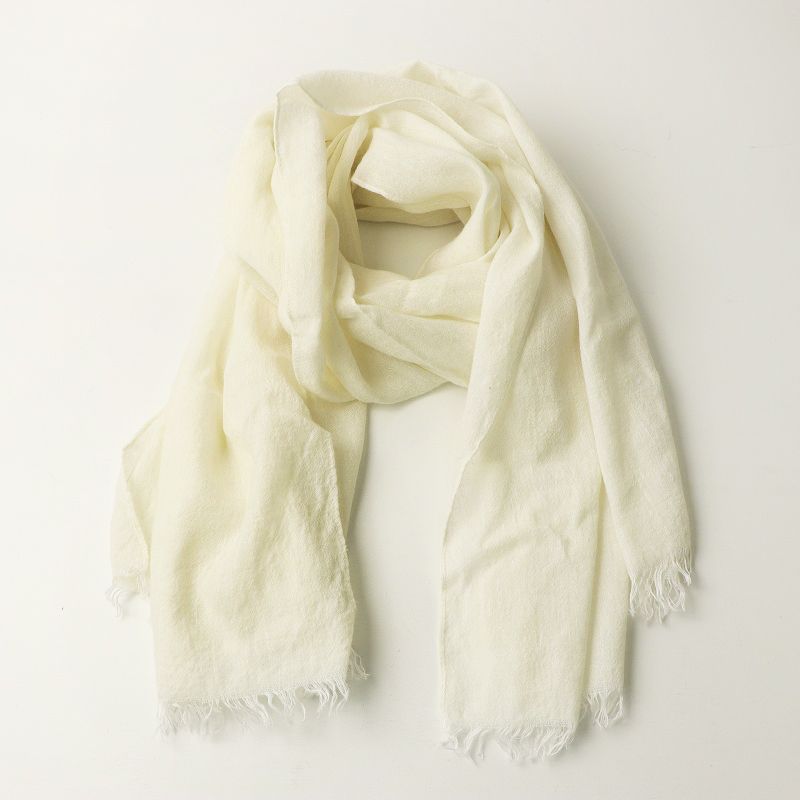 n100 エヌワンハンドレッド リネン カシミヤ 大判ストール ホワイト