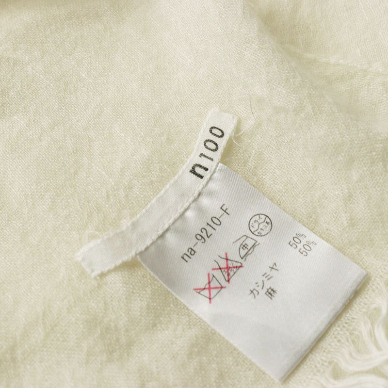 n100 エヌワンハンドレッド リネン カシミヤ 大判ストール ホワイト