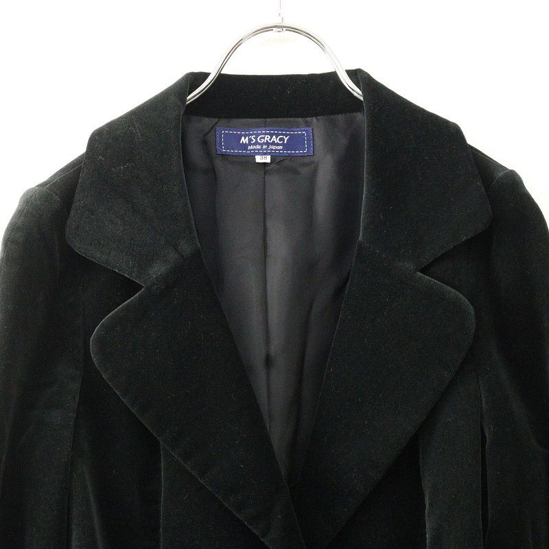 M‘S GRACYベルベット素材ブラックコート　38サイズ M'S GRACYベルベット素材ブラックコート 38サイズ