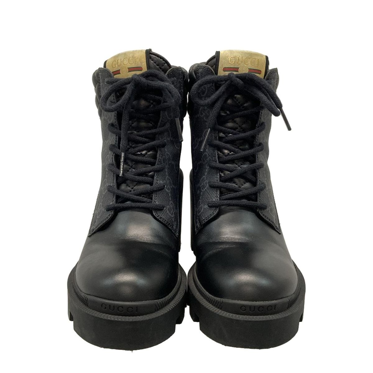 GUCCI(グッチ) ショートブーツ 37 GGスプリーム 659691 黒×ダーク