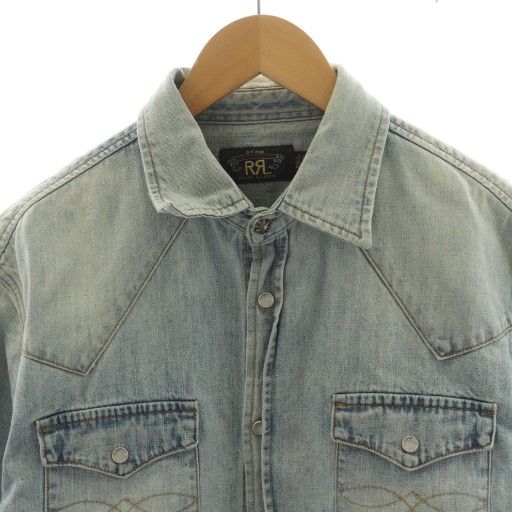 良い ダブルアールエル RRL デニムシャツ 長袖 L 水色 ライトブルー