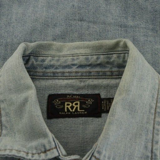 良い ダブルアールエル RRL デニムシャツ 長袖 L 水色 ライトブルー