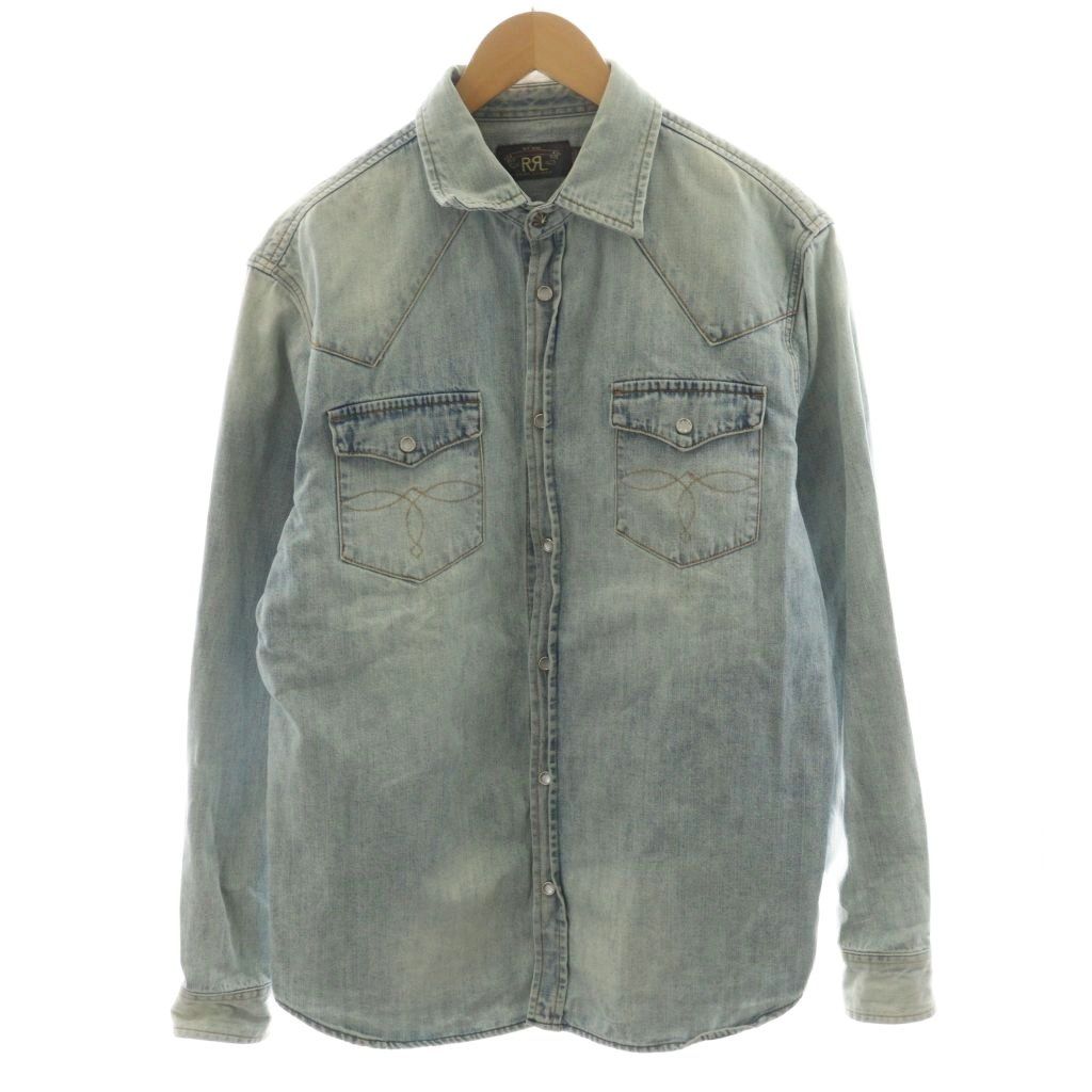 RRL ライトブルーデニムシャツ 良い ダブルアールエル RRL デニムシャツ 長袖 L 水色 ライトブルー