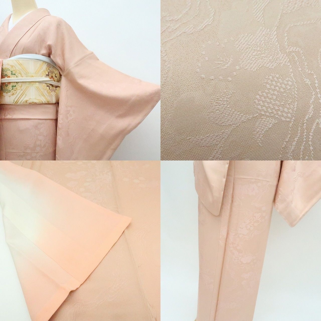 A-54◇新品 正絹 市松 丹後ちりめん 手縫い仕立て 紬 着物 Y2404◇美品 丹後ちりめん 刺繍 手縫い仕立て 正絹 訪問着 着物 単品