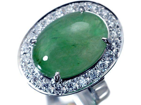 ジュエリー極】樹脂含浸無し 特大天然翡翠10.15ct＆ダイヤモンド0.77ct