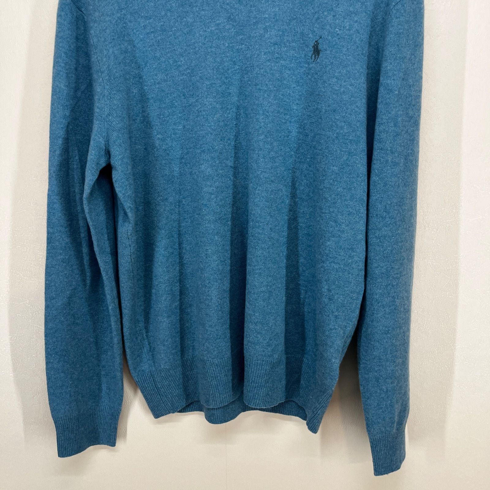 ポロラルフローレン クルーネックカシミヤ100%薄手セーター(ブルー/M