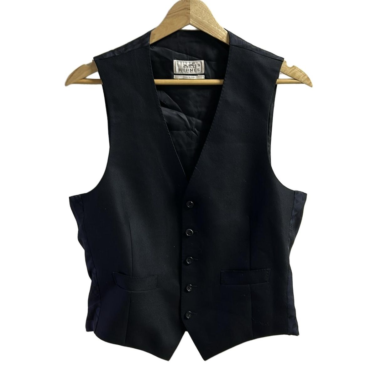 HERMES(エルメス) ベスト サイズ46 L メンズ - 黒×ダークネイビー