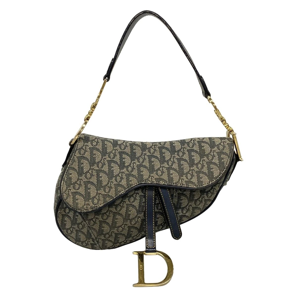 CHRISTIAN DIOR ハンドバッグ ネイビー/アイボリー CHRISTIAN DIOR ハンドバッグ ネイビー/アイボリー