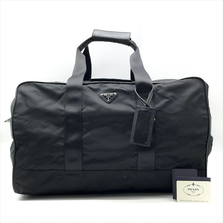 【美品】プラダ ハンドバッグ ボストンバッグ ナイロン ブラック 黒 三角 鍵 PRADA♡ボストンバック