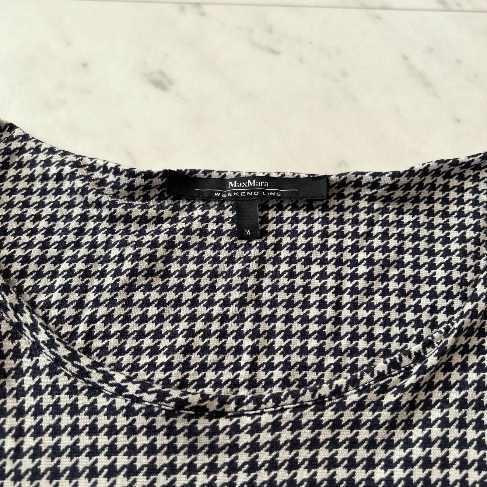 MaxMara weekend 千鳥格子 カットソー生地 シルク混 ドレープ