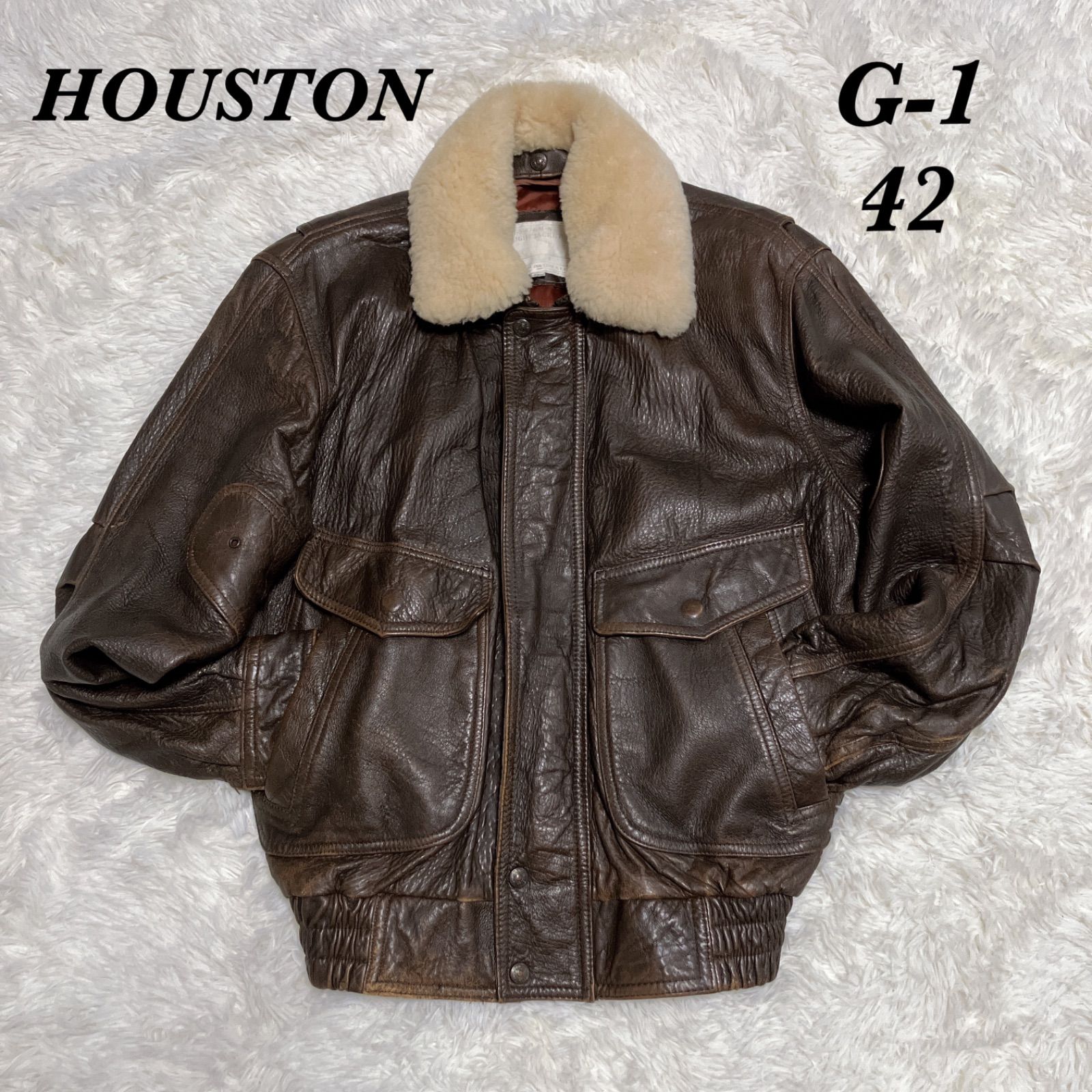 雰囲気◎‼︎】HOUSTON ヒューストン ミリタリージャケット レザー