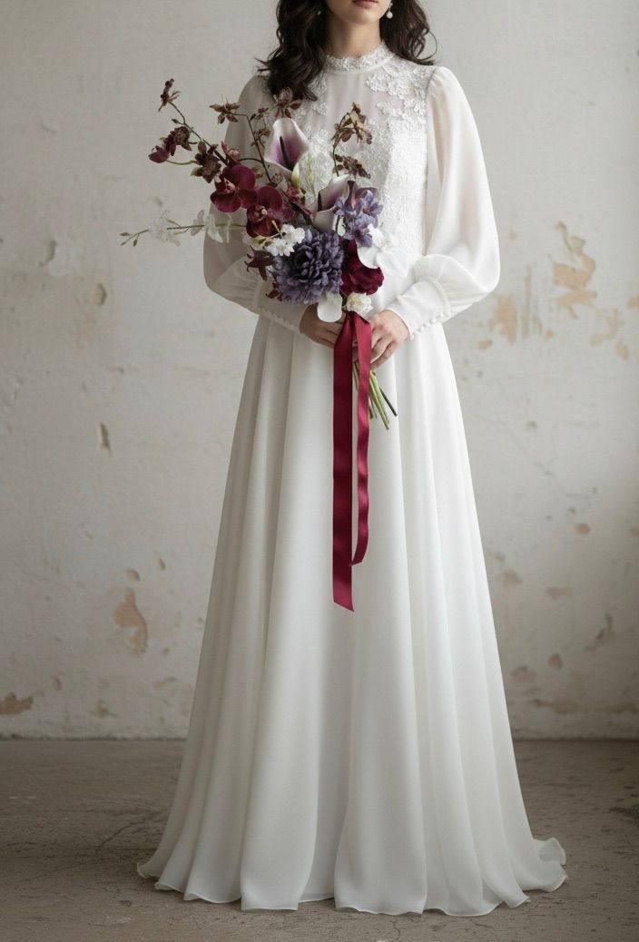 ボルドーとパープルカラーの縦長クラッチブーケ 割引 ウェディング