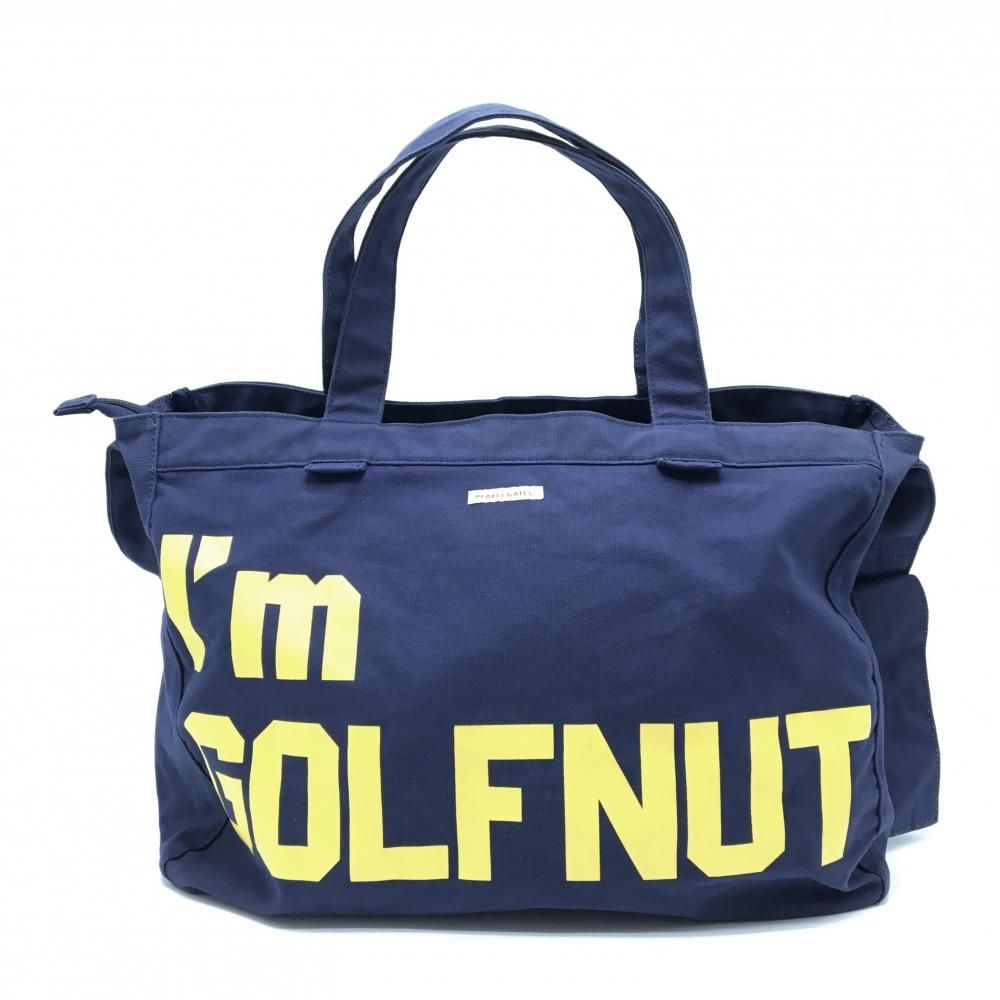 ジャックバニー ビッグトートバッグ ネイビー×イエロー ロゴ 内外