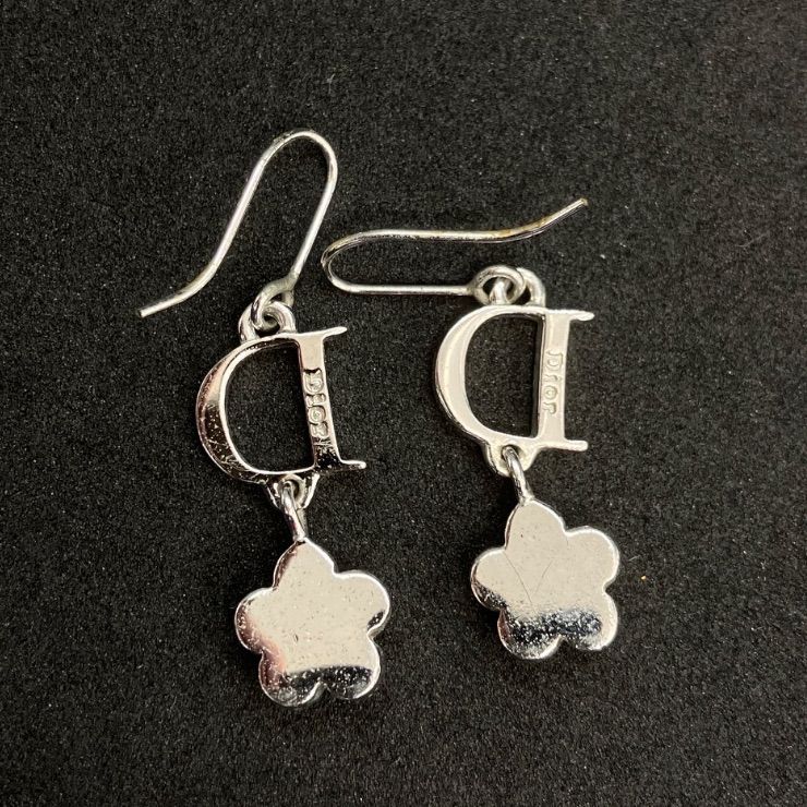 Christian Dior ディオール ピアス フック式 フラワーモチーフ 5622