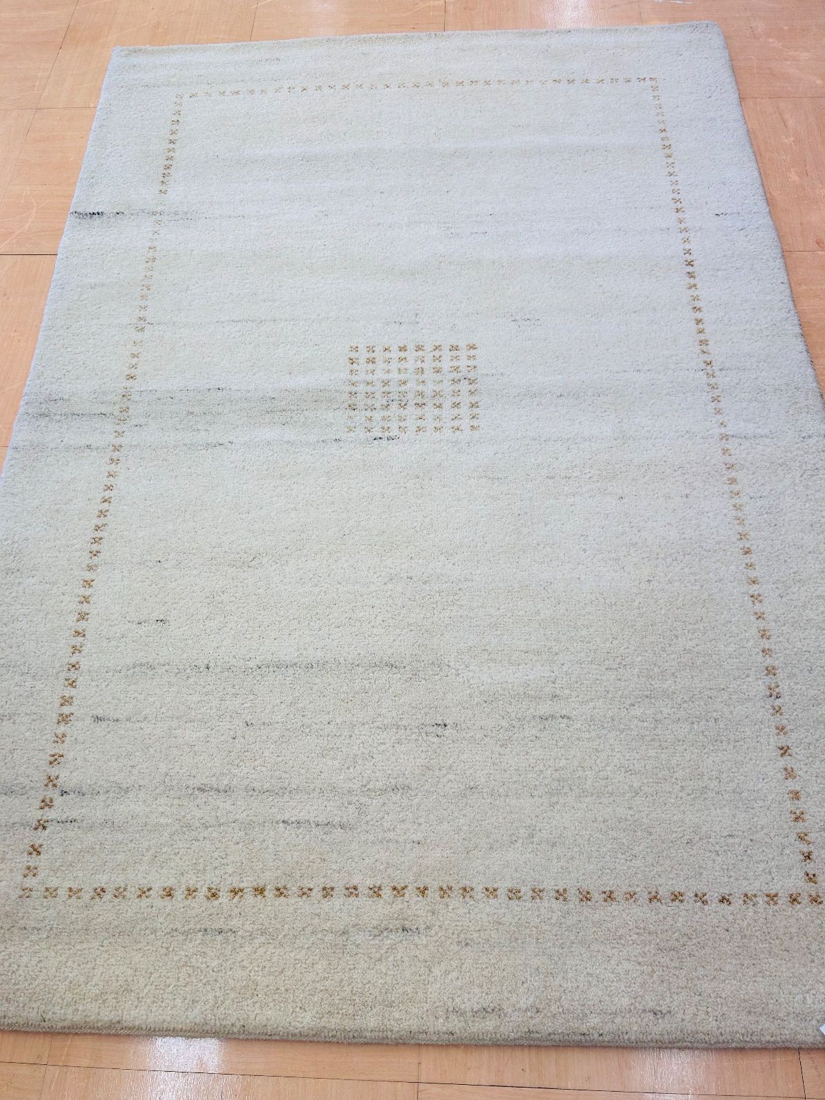 展示品 インド手織り絨毯 インドギャベ段通 ラグ ギャッベ 約140 X 200㎝ ウール100％ タグ付き