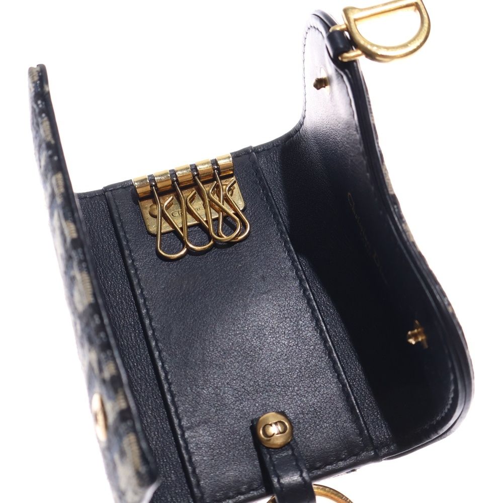 正規品】ディオール ケース サドル トロッター キーリング ネイビー 金