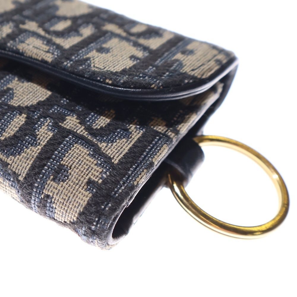 正規品】ディオール ケース サドル トロッター キーリング ネイビー 金