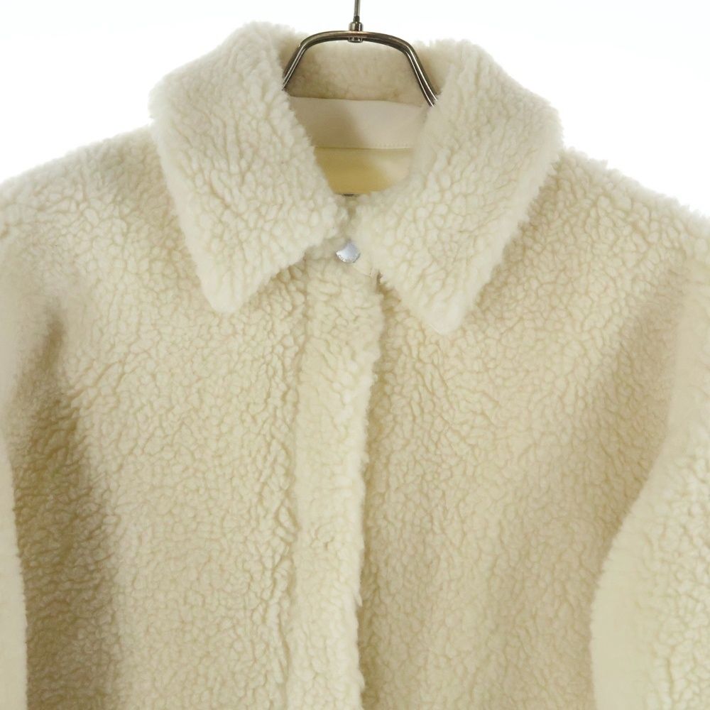 OFF-WHITE オフホワイト バックアローロゴ ウール ボア テディコート ホワイト OWEA284F22FAB001 OFF-WHITE (オフホワイト) バックアローロゴ ウール ボア テディコート