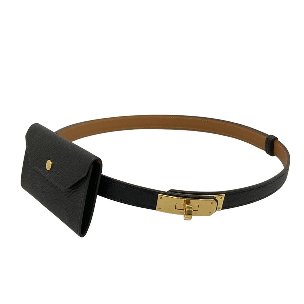 HERMES(エルメス) ベルト美品 ケリー・ポケット 18 黒 ゴールド金具