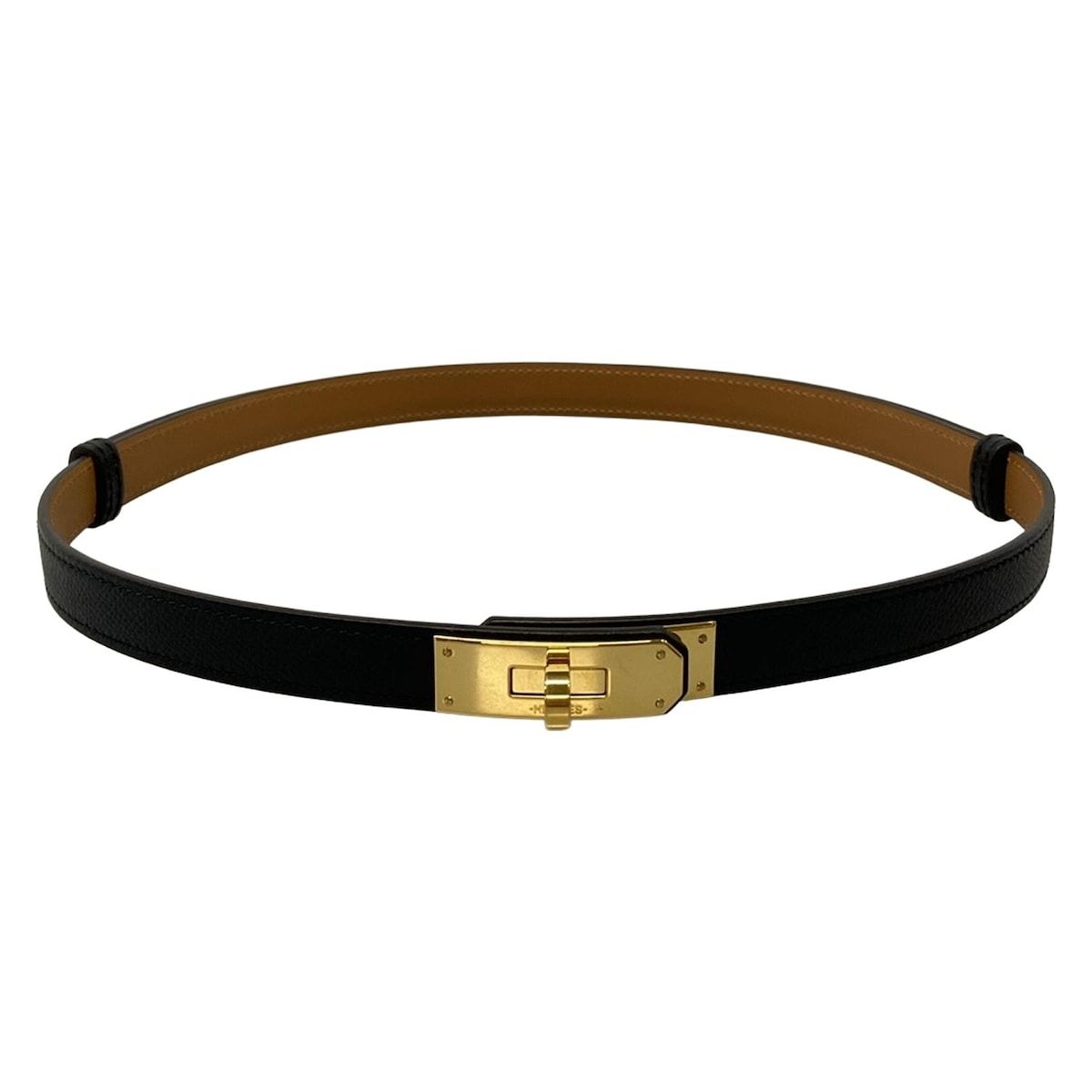 HERMES(エルメス) ベルト美品 ケリー・ポケット 18 黒 ゴールド金具