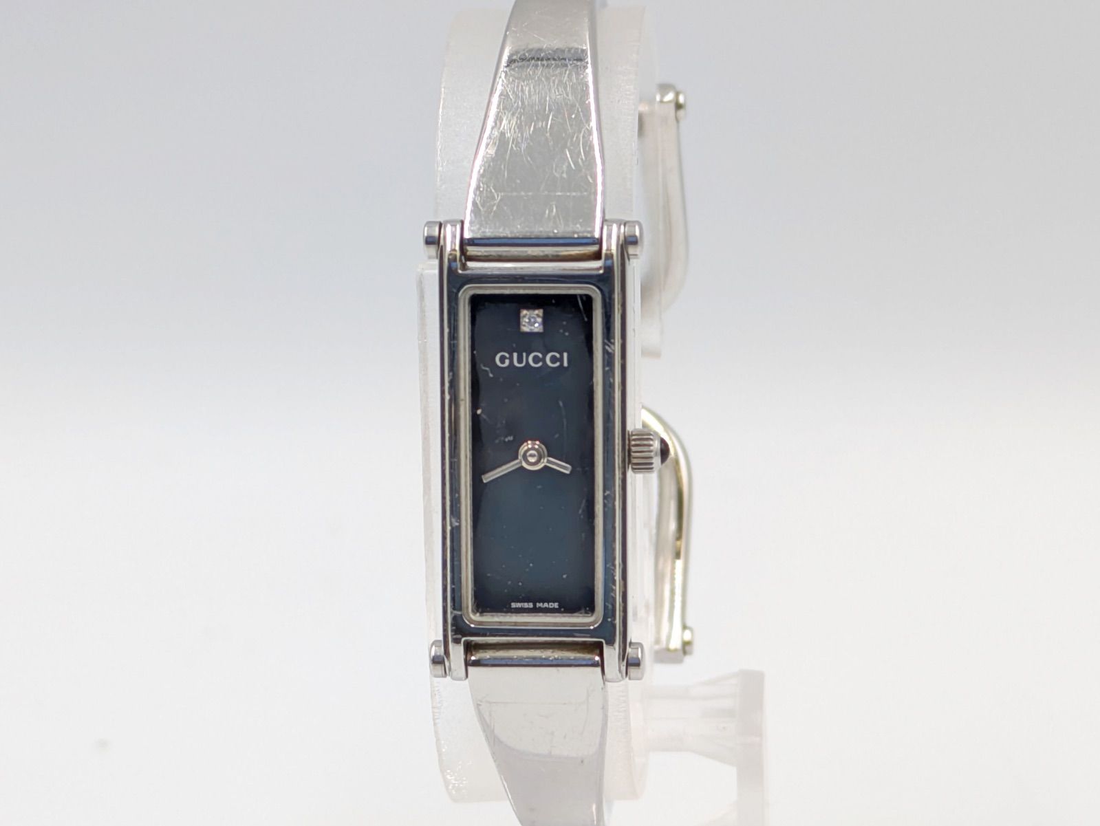 GUCCI グッチ 1500L レディース 腕時計 シルバーケース ネイビー文字盤