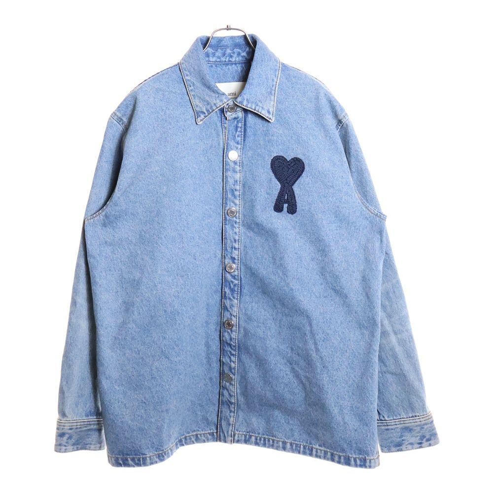 ami paris (アミパリス) ハート刺繍 ウォッシュド デニムジャケット