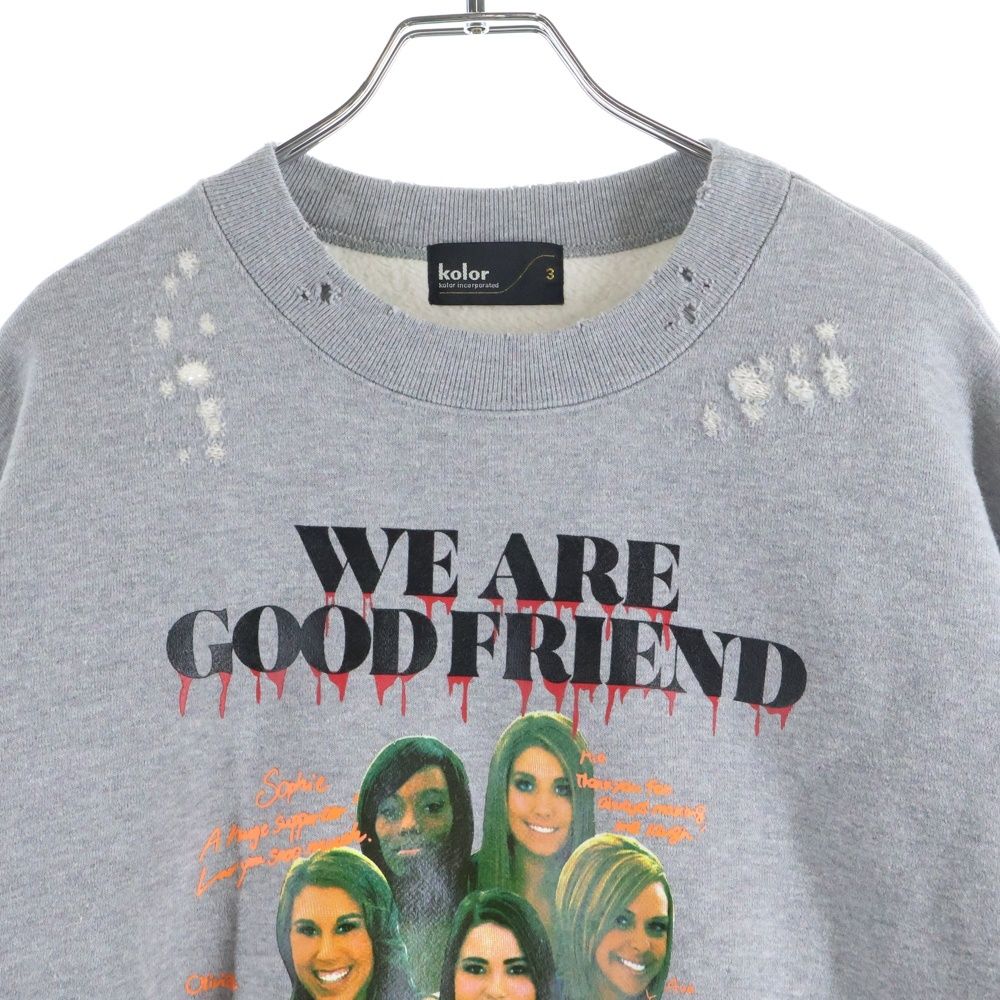 kolor (カラー) 24AW ダメージ加工 フォトグラフィックプリント クルー