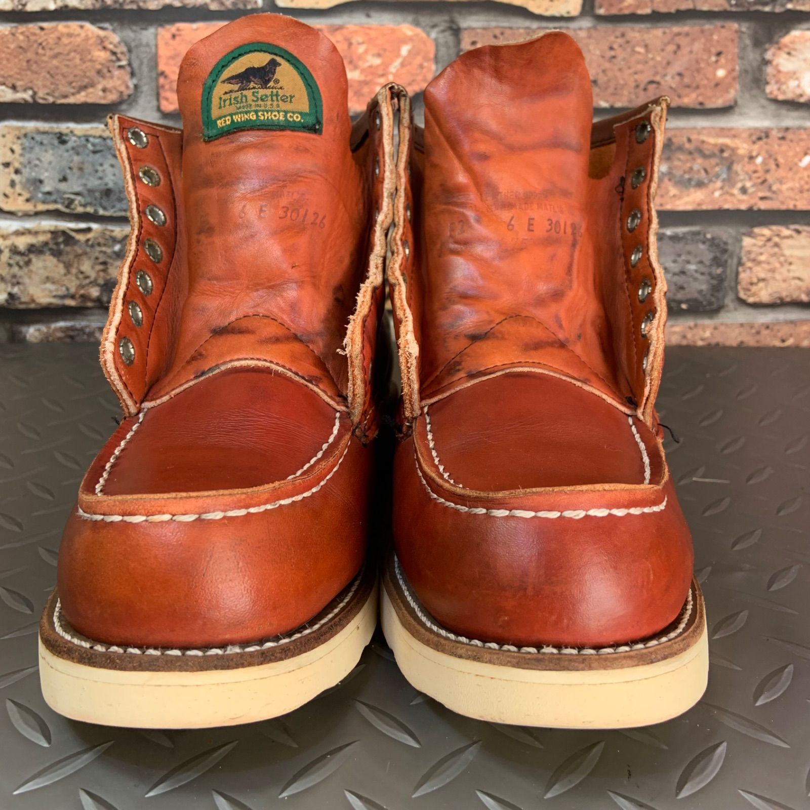 ☆REDWING 875 金刺繍半円犬タグ 1992年製 US6E JP24㎝ VINTAGE レッド 