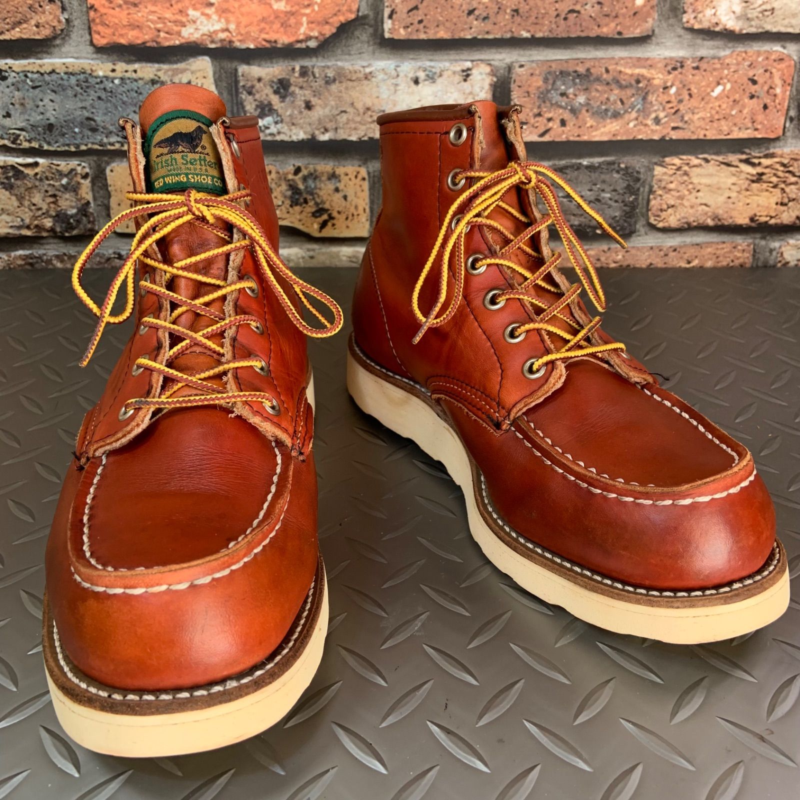 ☆REDWING 875 金刺繍半円犬タグ 1992年製 US6E JP24㎝ VINTAGE レッド