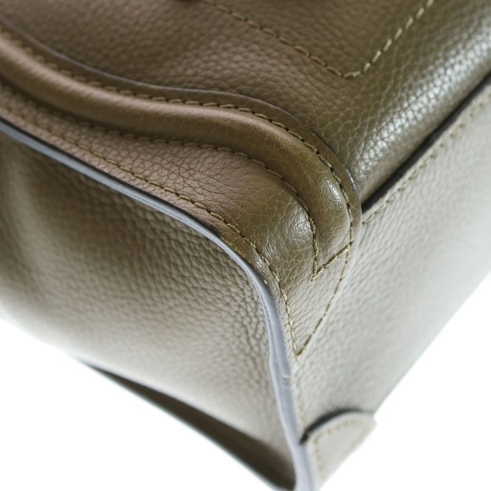 CELINE (セリーヌ) ラゲージ ナノ カーキ レザー 2wayハンドバッグ